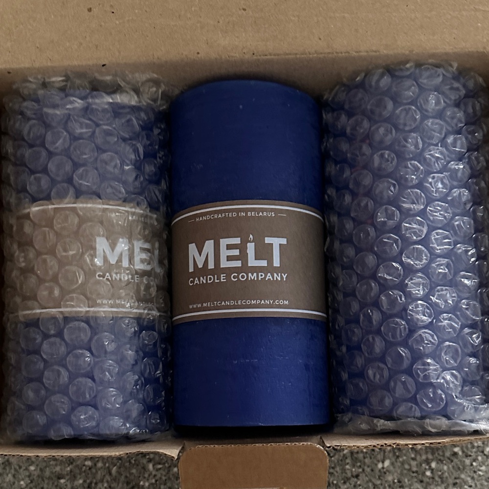 Blue Pillar Candle Set